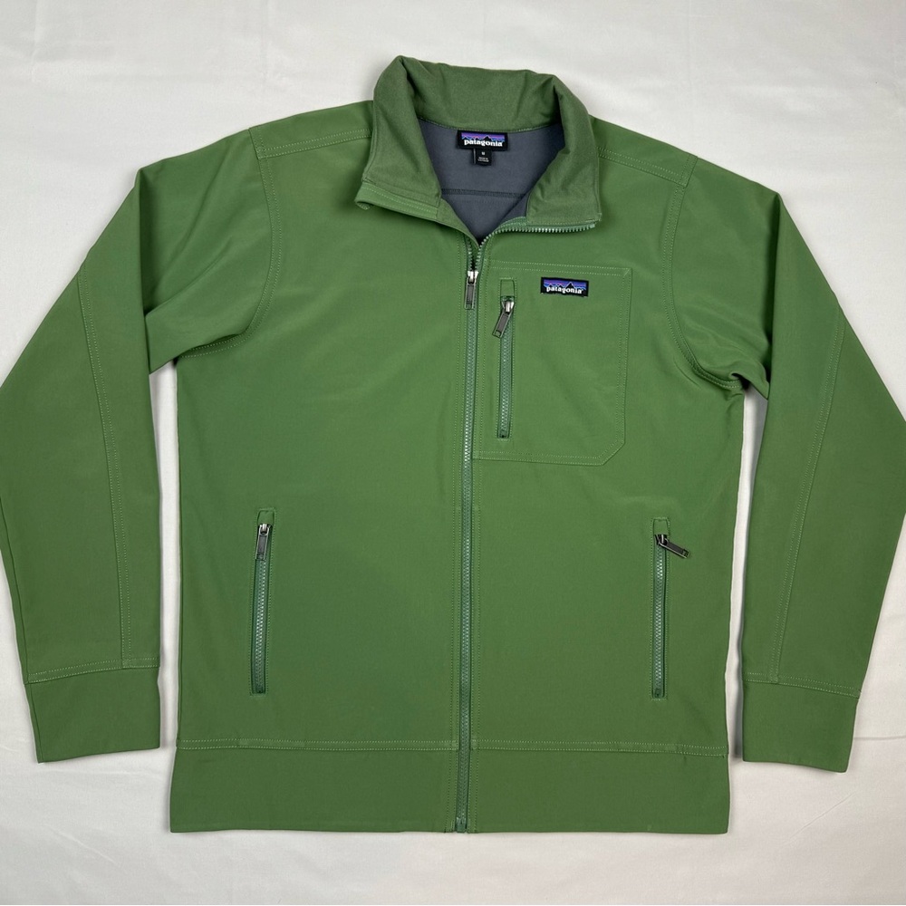 Patagonia Mens Soft Shell Jacket Sz Medium Green Full Zip Lined Sidesend B5